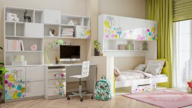 Детская комната Флер (Белый/корпус Выбеленное дерево) в Называевске - nazyvaevsk.katalogmebeli.com | фото 2