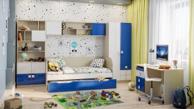 Детская комната Скай Люкс (Синий/Белый/корпус Клен) в Называевске - nazyvaevsk.katalogmebeli.com | фото