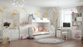 Детская комната Совушки (Белый/корпус Выбеленное дерево) в Называевске - nazyvaevsk.katalogmebeli.com | фото 3