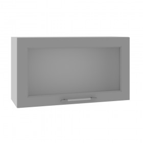 Гарда ВПГС 800 шкаф верхний горизонтальный со стеклом высокий (Белый Эмалит/корпус Серый) в Называевске - nazyvaevsk.katalogmebeli.com | фото