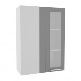 Гарда ВПУС 650 шкаф верхний угловой со стеклом высокий (Белый Эмалит/корпус Серый) в Называевске - nazyvaevsk.katalogmebeli.com | фото