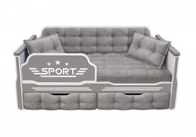 Кровать 160 серии Спорт 2 ящика 45 Серый (подушки) в Называевске - nazyvaevsk.katalogmebeli.com | фото
