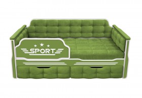 Кровать 160 серии Спорт 2 ящика 76 Зелёный (мягкие боковые накладки) в Называевске - nazyvaevsk.katalogmebeli.com | фото