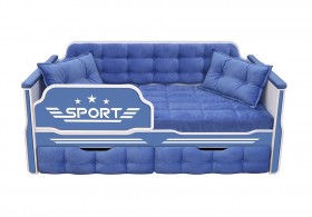 Кровать 160 серии Спорт 2 ящика 85 Синий (подушки) в Называевске - nazyvaevsk.katalogmebeli.com | фото
