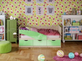 Кровать Бабочки 1,6м (Салатовый металлик) в Называевске - nazyvaevsk.katalogmebeli.com | фото