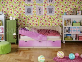 Кровать Бабочки 1,6м (Сиреневый металлик) в Называевске - nazyvaevsk.katalogmebeli.com | фото 1