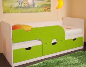 Кровать детская Минима 1,86м с ящиками (дуб атланта/лайм глянец) в Называевске - nazyvaevsk.katalogmebeli.com | фото