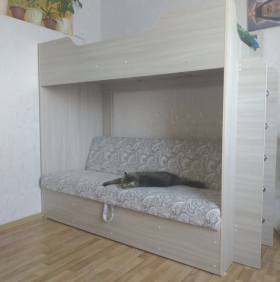 Кровать двухъярусная с диваном (Беленый дуб) в Называевске - nazyvaevsk.katalogmebeli.com | фото