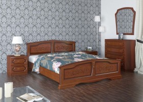Кровать Елена из массива сосны 1200*2000 Орех в Называевске - nazyvaevsk.katalogmebeli.com | фото 1