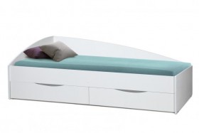 Кровать одинарная "Фея - 3" (асимметричная) (2000х900) New/(белый / белый / ДВПО белый) в Называевске - nazyvaevsk.katalogmebeli.com | фото