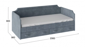 Кровать с мягкой обивкой и ящиками «Кантри» Тип 1 (900) (Замша синяя) в Называевске - nazyvaevsk.katalogmebeli.com | фото 3