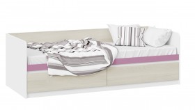 Кровать «Сканди» с 2 ящиками Дуб Гарден/Белый/Лиловый в Называевске - nazyvaevsk.katalogmebeli.com | фото