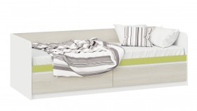 Кровать «Сканди» с 2 ящиками Дуб Гарден/Белый/Зеленый в Называевске - nazyvaevsk.katalogmebeli.com | фото