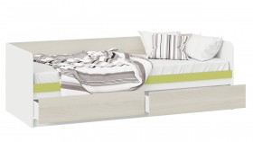 Кровать «Сканди» с 2 ящиками Дуб Гарден/Белый/Зеленый в Называевске - nazyvaevsk.katalogmebeli.com | фото 2