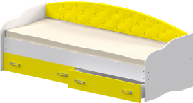 Кровать Софа-7 с мягкой спинкой (800х1900) Белый/Желтый в Называевске - nazyvaevsk.katalogmebeli.com | фото