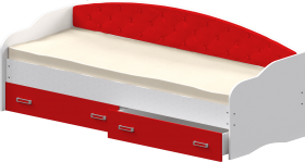 Кровать Софа-7 с мягкой спинкой (800х1900) Белый/Красный в Называевске - nazyvaevsk.katalogmebeli.com | фото
