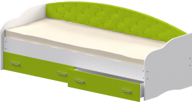Кровать Софа-7 с мягкой спинкой (800х1900) Белый/Лайм в Называевске - nazyvaevsk.katalogmebeli.com | фото 1
