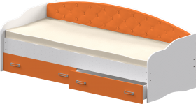 Кровать Софа-7 с мягкой спинкой (800х1900) Белый/Оранжевый в Называевске - nazyvaevsk.katalogmebeli.com | фото 1