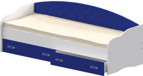 Кровать Софа-7 с мягкой спинкой (800х1900) Белый/Синий в Называевске - nazyvaevsk.katalogmebeli.com | фото
