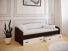 Кровать Софа-7 с мягкой спинкой (800х1900) Венге/ Белый в Называевске - nazyvaevsk.katalogmebeli.com | фото