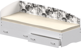 Кровать Софа-9 с мягкой спинкой с рисунком Милана (900х1900) Белый в Называевске - nazyvaevsk.katalogmebeli.com | фото