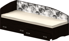 Кровать Софа-9 с мягкой спинкой с рисунком Милана (900х1900) Венге в Называевске - nazyvaevsk.katalogmebeli.com | фото
