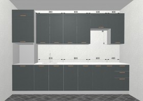Кухня Квадро 3,2 м (высокие модули/Железо/Серый) в Называевске - nazyvaevsk.katalogmebeli.com | фото 3