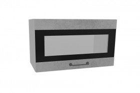 Лофт ПГСФ 600 шкаф верхний горизонтальный со стеклом и фотопечатью (Бетон светлый/корпус Серый) в Называевске - nazyvaevsk.katalogmebeli.com | фото
