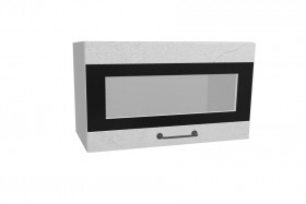 Лофт ПГСФ 600 шкаф верхний горизонтальный со стеклом и фотопечатью (Штукатурка белая/корпус Серый) в Называевске - nazyvaevsk.katalogmebeli.com | фото