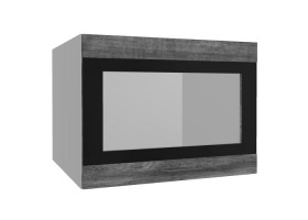 Лофт ВПГСФ 600 шкаф верхний горизонтальный со стеклом высокий с фотопечатью (Дуб бурый/корпус Серый) в Называевске - nazyvaevsk.katalogmebeli.com | фото