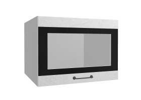 Лофт ВПГСФ 600 шкаф верхний горизонтальный со стеклом высокий с фотопечатью (Штукатурка белая/корпус Серый) в Называевске - nazyvaevsk.katalogmebeli.com | фото