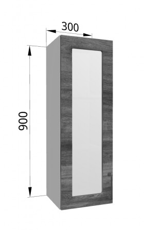 Лофт ВПС 300 шкаф верхний со стеклом высокий (Дуб бурый/корпус Серый) в Называевске - nazyvaevsk.katalogmebeli.com | фото