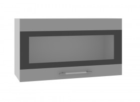 Ройс ВПГСФ 800 Шкаф верхний горизонтальный со стеклом с фотопечатью высокий (Белый софт/корпус Серый) в Называевске - nazyvaevsk.katalogmebeli.com | фото