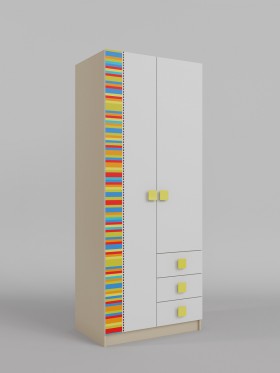 Шкаф 2-х створчатый с ящиками Клаксон без машинок (Белый/корпус Клен) в Называевске - nazyvaevsk.katalogmebeli.com | фото