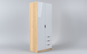 Шкаф 2-х створчатый с ящиками Лофт (Белый/корпус Дуб Сонома) в Называевске - nazyvaevsk.katalogmebeli.com | фото