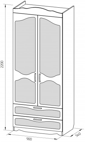 Шкаф 2-х створчатый с ящиками серии Иллюзия 67 Светло-фиолетовый в Называевске - nazyvaevsk.katalogmebeli.com | фото 2