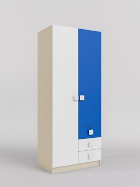 Шкаф 2-х створчатый с ящиками Скай (Синий/Белый/корпус Клен) в Называевске - nazyvaevsk.katalogmebeli.com | фото 1