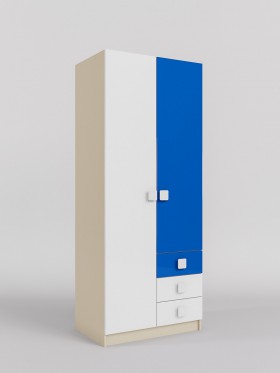 Шкаф 2-х створчатый с ящиками Скай люкс (Синий/Белый/корпус Клен) в Называевске - nazyvaevsk.katalogmebeli.com | фото 1