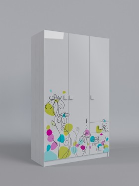 Шкаф 3-х створчатый с ящиками Флёр (Белый/корпус Выбеленное дерево) в Называевске - nazyvaevsk.katalogmebeli.com | фото