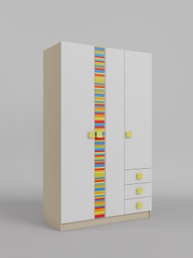 Шкаф 3-х створчатый с ящиками Клаксон без машинок (Белый/корпус Клен) в Называевске - nazyvaevsk.katalogmebeli.com | фото