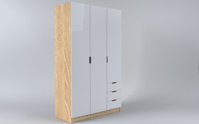 Шкаф 3-х створчатый с ящиками Лофт (Белый/корпус Дуб Сонома) в Называевске - nazyvaevsk.katalogmebeli.com | фото