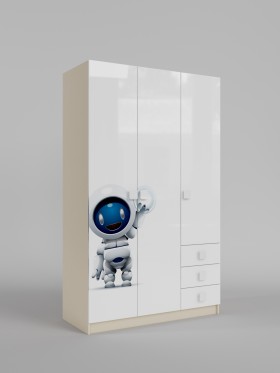 Шкаф 3-х створчатый с ящиками Санни (Белый/корпус Клен) в Называевске - nazyvaevsk.katalogmebeli.com | фото