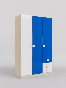 Шкаф 3-х створчатый с ящиками Скай люкс (Синий/Белый/корпус Клен) в Называевске - nazyvaevsk.katalogmebeli.com | фото
