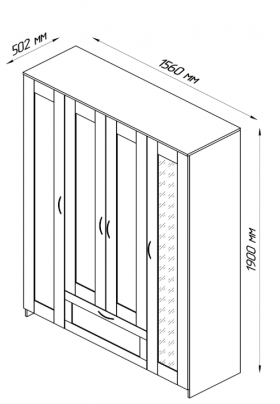 Шкаф четырехдверный Сириус с 1 зеркалом и 1 ящиком белый в Называевске - nazyvaevsk.katalogmebeli.com | фото 3