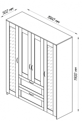 Шкаф четырехдверный Сириус с 1 зеркалом и 2 ящиками белый в Называевске - nazyvaevsk.katalogmebeli.com | фото 2