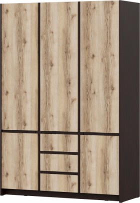 Модульная система "Прага" Шкаф для одежды трехстворчатый Дуб Венге/Дуб Делано в Называевске - nazyvaevsk.katalogmebeli.com | фото 1