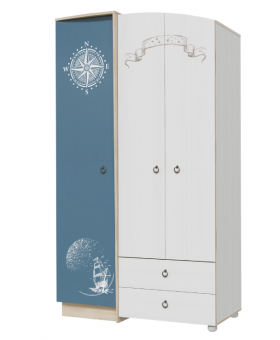 Шкаф для одежды Бриз 1200 Дуб ривьера/ Рамух белый/синий в Называевске - nazyvaevsk.katalogmebeli.com | фото
