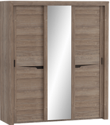 Шкаф трехдверный Соренто с раздвижными дверями Дуб стирлинг/Кофе структурный матовый в Называевске - nazyvaevsk.katalogmebeli.com | фото