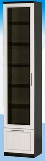 Шкаф высокий с ящиком и стеклодверью ДЛЯ ГОСТИНОЙ ШВЯС-450 Венге/Дуб выбеленный в Называевске - nazyvaevsk.katalogmebeli.com | фото