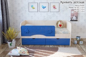 Техно Кровать детская 2 ящика 1.6 Синий глянец в Называевске - nazyvaevsk.katalogmebeli.com | фото